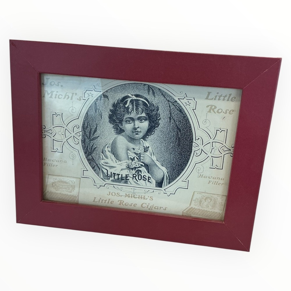 Antique Jos Michls‎ Little Rose Cigars Tobacco Label Framed Tobacciana